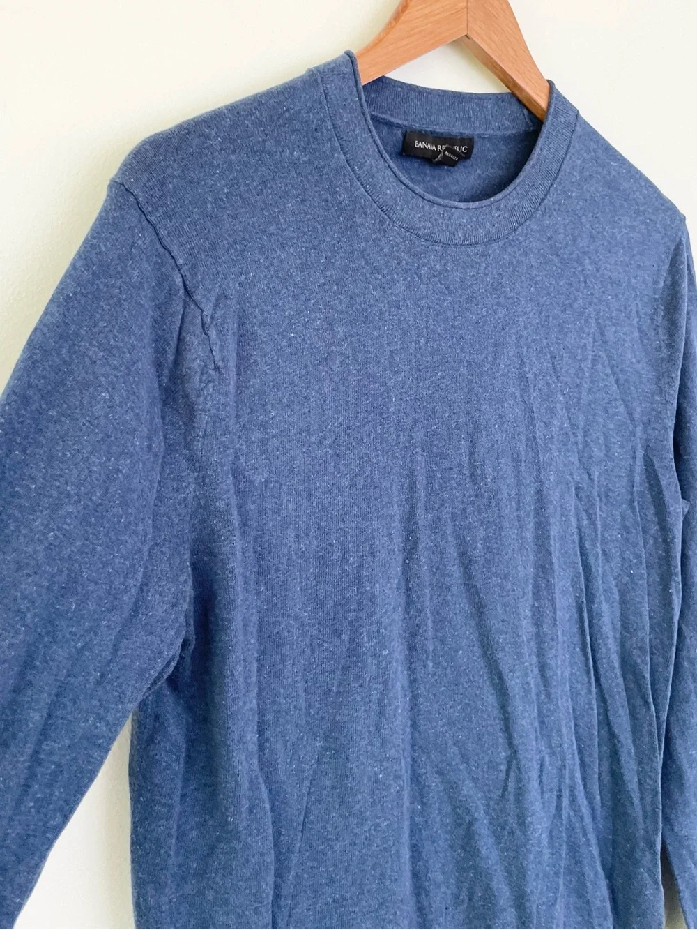 Banana Republic Performance Silk-Linen Crew Neck Sweater in Starry Night Blue M